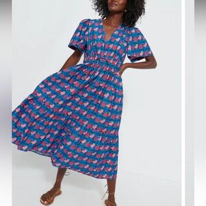 TUCKERNUCK Retro Floral Mitchell Pockets Ruffle Dress Women’s Sz M